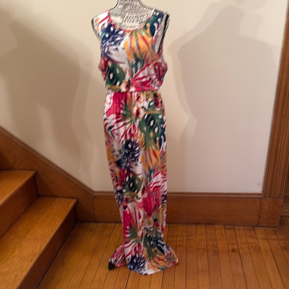 Tropical Print Maxi Dress - XL